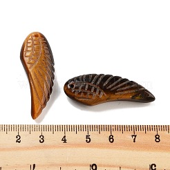 天然石タイガーアイペンダント  彫刻された翼のチャーム  40~40.5x14.5~16x7.5~8.5mm  穴：1.4~1.5mm&nbsp;G-C134-05G