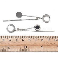 304ステンレススチールクリスタルラインストーンフラットラウンドタッセルフープピアス  樹脂と  ステンレス鋼色  76.5mm&nbsp;EJEW-G453-02P