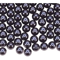 パール調ガラスパールラウンドビーズ  染め  ブラック  10mm  穴：1.2~1.5mm  約100個/箱&nbsp;HY-PH0001-10mm-080