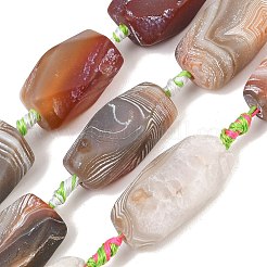 天然石風化瑪瑙ビーズ連売り  染め＆加熱  六角  砂茶色  18~37x14~26x13~20mm  穴：3~4.5mm  約9~11個/連  16.54''~16.73''（42~42.5センチメートル）&nbsp;GG-CBA8E33-B01-01