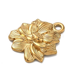 304ステンレスペンダント  花のチャーム  ゴールドカラー  23.5x19.5x3mm  穴：2mm&nbsp;LS-STAS-C168-02D-G