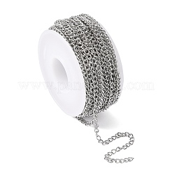 変色しにくい304ステンレススチールカーブチェーン  ハンダ付け  スプールで  ステンレス鋼色  4x3x1.2mm  約32.8フィート（10m）/ロール&nbsp;CHS-F003-17P-C
