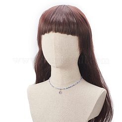 女性用シードビーズチェーン付きガラスティアドロップペンダントネックレス  ミックスカラー  14.49インチ（36.8cm）&nbsp;NJEW-JN04260