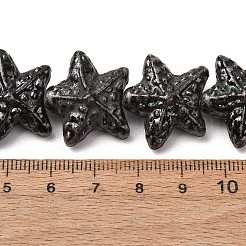 ヴィンテージの手作り磁器ビーズの連  ファンシーアンティーク施釉磁器  ヒトデ  ブラック  20x22x10mm  穴：2mm  約20個/連  14.57''（37センチメートル）&nbsp;PR-CBAA37B-04A