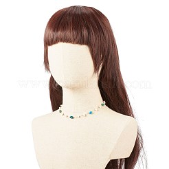 天然アパタイト＆パールビーズネックレス  女性のための金メッキステンレススチールジュエリー  15.98~16.14インチ（40.6~41cm）&nbsp;NJEW-JN03894-04
