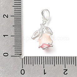 真鍮舗装クリアキュービックジルコニアペンダント  花のチャーム  プラチナ  16x10x6mm  穴：1.5mm&nbsp;KK-CBA15EE-02P