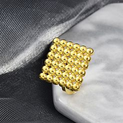 女性用304ステンレススチールオープンカフリング  正方形  ゴールドカラー  スクエア：18x18mm  調整可能&nbsp;STAS-Z111-04G