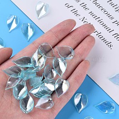 透明なアクリルビーズ  ABカラー  花びら  ダークターコイズ  21x14x1mm  穴：2mm  約2300個/500g&nbsp;MACR-S373-103-C03