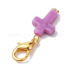アクリルクロスペンダント装飾  亜鉛合金ロブスタークロウクラスプチャーム  バッグの飾りに  ミックスカラー  37mm&nbsp;HJEW-JM01999