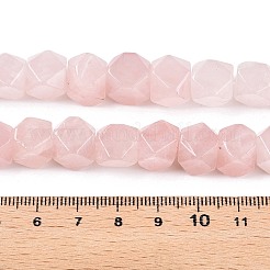 天然石ローズクォーツビーズ連売り  多面カットキューブ  10x10x10~11mm  穴：0.9mm  約20個/連  7.95''（20.2センチメートル）&nbsp;G-T38-27