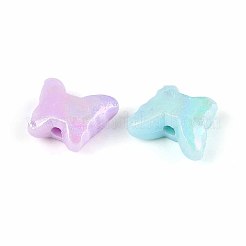 不透明なアクリルビーズ  ABカラーメッキ  蝶  ミックスカラー  10x12x5.5mm  穴：1.8mm  約1470個/500g&nbsp;OACR-N150-10