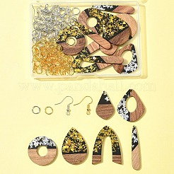 DIY Opaque Resin & Walnut Wood Earring Making Kits&nbsp;DIY-FS0007-84