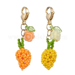 Handmade Glass Seed Beads Mango Pendnat Decorations&nbsp;HJEW-MZ00348