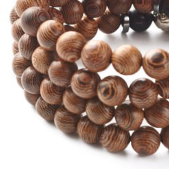 Natural Wood Stackable Beads Bracelets for Men Woman&nbsp;BJEW-JB07022-01