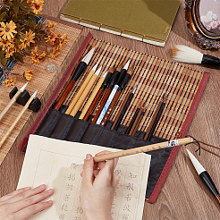 17Pcs 6 Styles Wood Chinese Calligraphy Brush&nbsp;DIY-OC0013-86