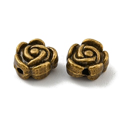 チベット風合金ビーズ  鉛フリー＆カドミウムフリー  花  アンティークブロンズ  6.5x7x4mm  穴：1.2mm  約1666個/1000g&nbsp;PALLOY-F307-03AB