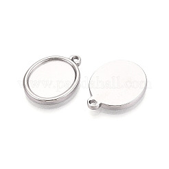 304ステンレススチールペンダントカボションセッティング  オーバル  ステンレス鋼色  トレイ：14x12mm  20x15x2mm  穴：1.6mm&nbsp;STAS-T067-69P