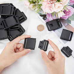 プラスチック製クイックコンタードサイドリリースバックル20個  編組ベルト用  長方形  ブラック  54x38x8mm  穴：32x4mm&nbsp;KY-NB0001-45