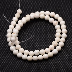 天然マグネサイトラウンドビーズ連売り  フローラルホワイト  8mm  穴：1mm  約48個/連  15.74インチ&nbsp;TURQ-L016-01-8mm