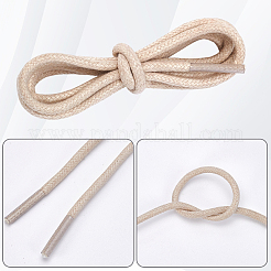 丸いワックスコードの靴紐  フローラルホワイト  1000x3mm&nbsp;OCOR-WH20007-225C-02
