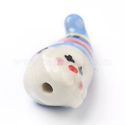 手作りの陶器ビーズ  ピエロ  カラフル  26x14x12.5mm  穴：2.5mm&nbsp;X-PORC-G006-17