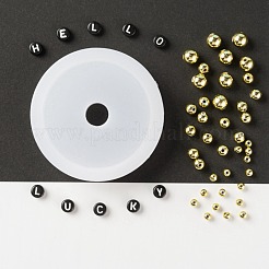 DIYジュエリーセット作り  アクリル＆メッキアクリルビーズと弾性クリスタルスレッド付きブレスレット  文字L  ミックスカラー  1600個/セット&nbsp;DIY-LS0002-79A