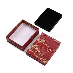 金箔加工の紙製ギフトボックス  ジュエリーセットの梱包箱  長方形  ファイヤーブリック  9x7x2.95cm&nbsp;TH-CBAF4A5-01G