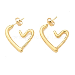 女性用304ステンレススチールスタッドピアス  イオンプレーティング（ip）  ハート  18KGP本金メッキ  25x20x2.5mm&nbsp;EJEW-L296-002G