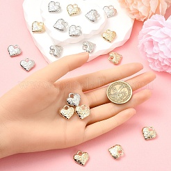 20個 2色 CCB プラスチックペンダント  単語「love」付けのハート  プラチナ·ゴールデン  16x16x5mm  穴：4mm  10個/カラー&nbsp;CCB-YW0001-55
