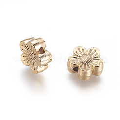 合金ビーズ  長持ちメッキ  花  ゴールドカラー  8x8.5x3mm  穴：1.2mm&nbsp;KK-G365-04G