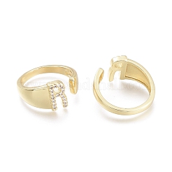 Brass Micro Pave Clear Cubic Zirconia Cuff Rings&nbsp;RJEW-F103-13R-G