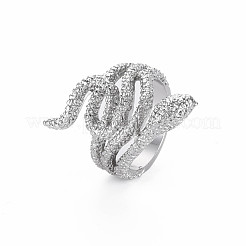Snake Shape Rack Plating Alloy Wide Band Rings&nbsp;RJEW-Q163-019B-RS