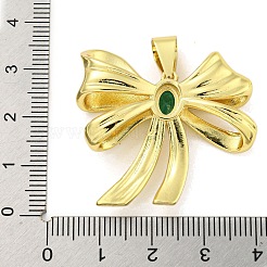 本物の 18k ゴールドメッキ真鍮ペンダント  ガラスと  蝶結び  シーグリーン  33x35.5x8mm  穴：7.5x4.5mm&nbsp;KK-R159-35G-01