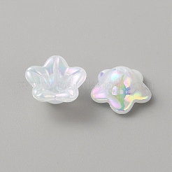 オペークアクリルビーズキャップ  花  5花びら  薄緑  12x12x6mm  穴：1.5mm&nbsp;SACR-TAC0007-02E