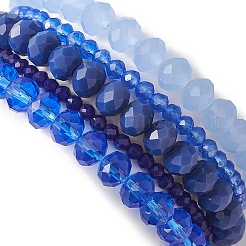 5Pcs 5 Styles Faceted Round Glass Beaded Stretch Bracelet Sets&nbsp;BJEW-JB10423-04