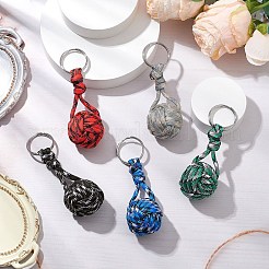 Polyester Braid Ball Stainless Steel Keychains&nbsp;KEYC-JKC01119