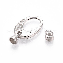 925 Sterling Silver Micro Pave Clear Cubic Zirconia Spring Gate Clasps&nbsp;STER-T008-151P