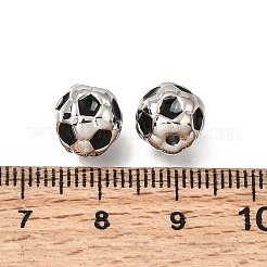 真鍮製エナメルビーズ  サッカー  プラチナ  10mm  穴：1.6mm&nbsp;KK-Z163-06P-C02
