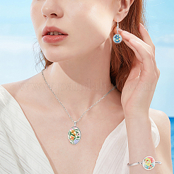 DIY 真鍮ダングルイヤリング、鉄チェーンネックレス、合金バングル作成キット  合金ペンダントとガラスカボション付き  ミックスカラー  ネックレス：465×長  ペンダント：35x36mm&nbsp;SJEW-UN00001