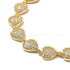 Clear Cubic Zirconia Heart Link Chain Bracelet&nbsp;BJEW-A132-05G