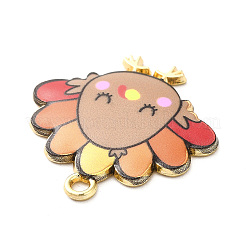 かわいいプリント合金ペンダント  ライトゴールド  カドミウムフリー＆ニッケルフリー＆鉛フリー  七面鳥のチャーム  ミックスカラー  26x26x2mm  穴：2mm&nbsp;ENAM-L040-002A