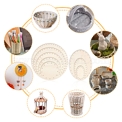 木製編みかぎ針編みのボトムスセット  混合図形  DIY織りかぎ針編み編み物ベース用品  アンティークホワイト  11~24x7~18x0.28cm  穴：3mm  8個/セット&nbsp;WOOD-WH0027-18