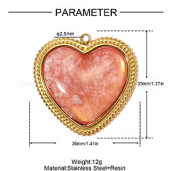 304 Stainless Steel with Resin Pendants&nbsp;RE-A26-05-19-08G-01