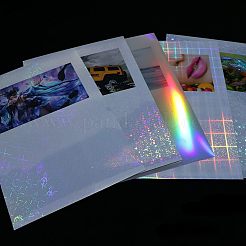 A4 防水 pvc 自己接着レーザー ステッカー  星の模様  diyカードクラフト紙用  長方形  銀  30x21cm&nbsp;AJEW-WH0152-64