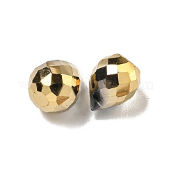 電気メッキガラスビーズ  多面カット  フルメッキ  ティアドロップ  ライトゴールドメッキ  9.5x8mm  穴：1.2mm&nbsp;EGLA-A041-02-FP01