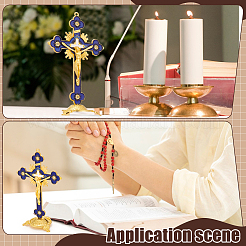 Religion Alloy Enamel Crucifix Cross Statue Display Decorations&nbsp;DJEW-WH0043-105E