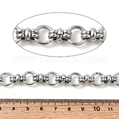 304ステンレススチールリングリンクチェーン  溶接されていない  スプールで  ステンレス鋼色  12x7.5mm&nbsp;CHS-K024-15P