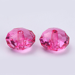 透明なアクリルビーズ  多面カット  ロンデル  赤ミディアム紫  22x15mm  穴：3mm&nbsp;X-TACR-Q258-22mm-V08