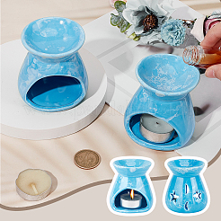 Moon & Star Porcelain Candle Holders&nbsp;AJEW-WH0270-414A