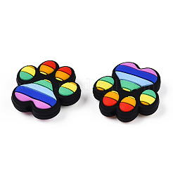 Rainbow Style Pattern Silicone Beads&nbsp;SIL-N005-01